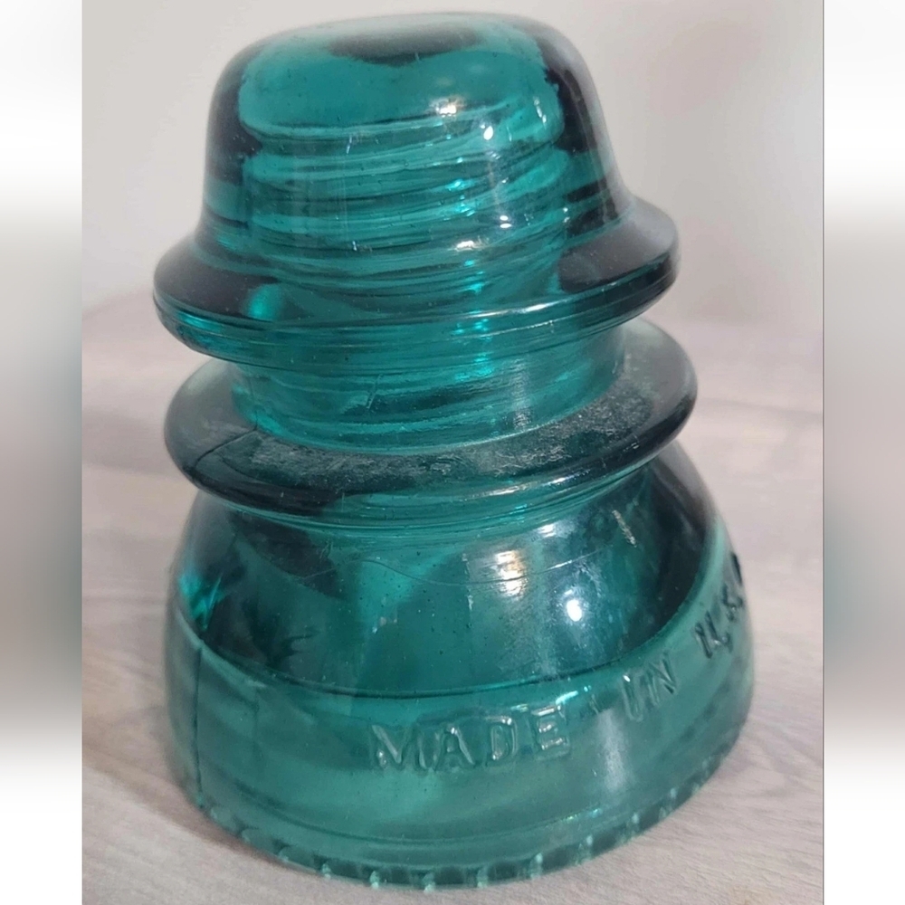 Antique Hemingway Blue/Aqua Glass Insulator Made in the USA